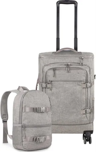 normani Reisetasche, Handgepäck Trolley Set mit Backpack beige - Praktisches Handgepäck Set für Reisen und Freizeit. Strapazierfähiges Material und zwei Wege-Reißverschluss für einfachen Zugriff. Ideal für Schule, Fitness und mehr – kompakt und vielseitig!