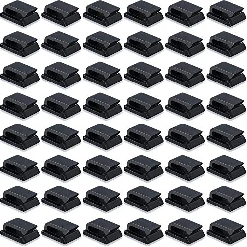 Packung Selbstklebende Kabelklemmen Elektrische Kabelklemmen Kabelmanagement Clips für Auto, Büro und Zuhause (13 x 10 mm, Schwarz) 50