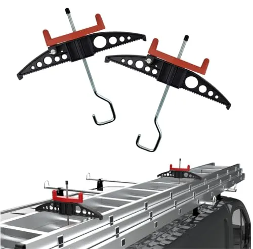 Autorack Products® Leiterhaken Transporter [Passend für Stangen bis 55 mm] – inkl. Easy-Clamp System & Schloss – Leiterhalterung (Sicher & Kompakt) – Dachträger Halter (Sicher & Schnell montiert)