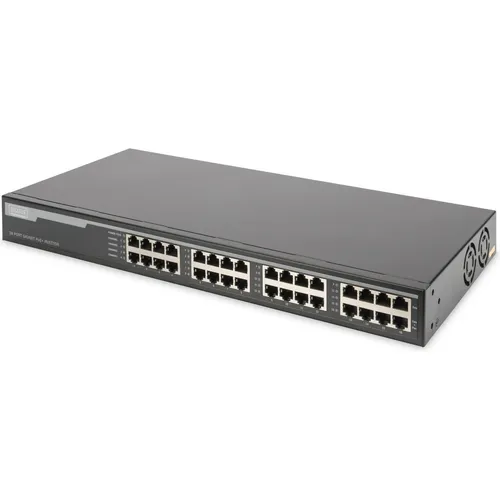 Digitus DN-95116 PoE Injektor - 16 Port Gigabit Hub - Netzwerk-Switch mit 16 Ports, unterstützt PoE+ für effiziente Stromversorgung von Geräten wie IP-Kameras und Access Points, maximales Budget von 250 Watt.