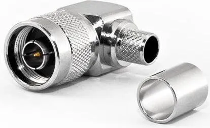 N-Stecker gewinkelt 90° für HDF400 Kabel, Crimp-Ausführung