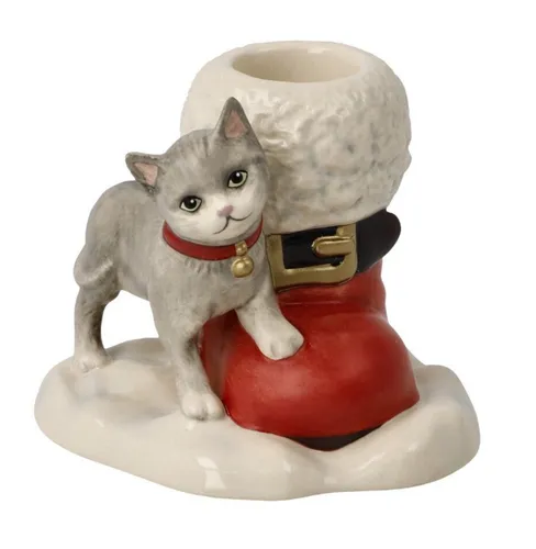 Goebel Kerzenhalter Lass uns kuscheln - Charmante Weihnachtsdeko aus buntem Steingut, ideal für gemütliche Winterabende und stimmungsvolle Beleuchtung.