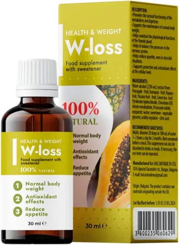 W-loss Health & Weight 30 ml - Effektiver Fatburner für Ihr Wohlbefinden - Fatburner für Damen, Herren und Unisex mit natürlichen Inhaltsstoffen. Unterstützt Gewichtsmanagement und allgemeines Wohlbefinden durch Kräuterextrakte.