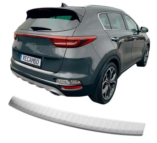 RECAMBO Ladekantenschutz für Kia Sportage QL - Abdeckblenden: Hochwertiger V2A Edelstahl schützt Ihre Stoßstange vor Schäden und verleiht Ihrem Fahrzeug eine exklusive Optik. 100% passgenau mit einfacher Montage!