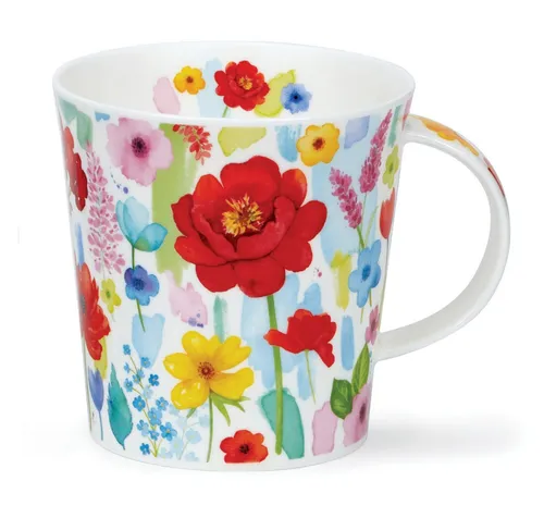 Dunoon Becher Cairngorm - FLORAL BURST - RED - Becher aus Fine Bone China in floralem Design, ideal für Heißgetränke, mikrowellen- und spülmaschinenfest, perfekt für Teeliebhaber.