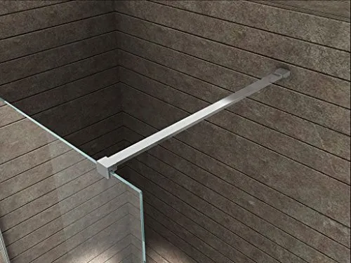 Haltestange 140 cm (kantiges Profil) - Sanitärinstallation, aus verchromtem Messing für Scheiben von 8 - 12 mm, bietet vollständige Verdeckung der Verschraubung und ist kürzbar.