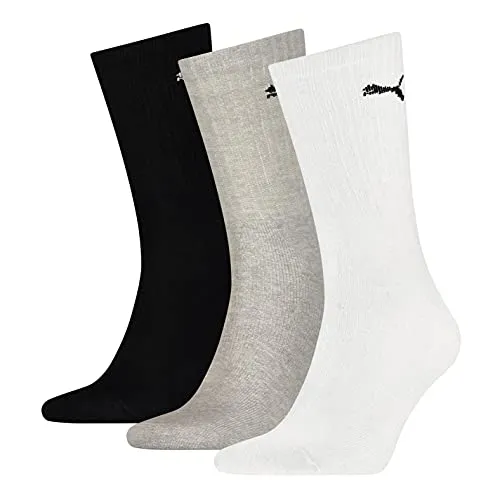 Puma Unisex Crew Socken, White/Grey/Black, 42 EU