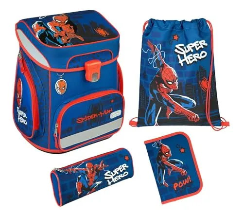Scooli Schulranzen-Set EasyFit Spiderman 5-teilig - Ergonomisch, leicht und wasserabweisend für optimalen Tragekomfort und Sicherheit in der Grundschule