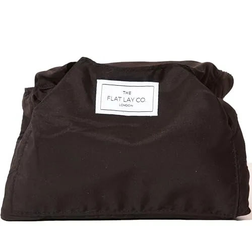 The Flat Lay Co Make Up Tasche Organizer mit Kordelzug - Reise Kosmetiktasche Damen mit Pinselhalter & Reißverschlusstasche - Klassisches Schwarz