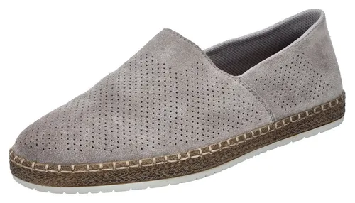 RIEKER Herren Slipper Gr. 46, grau Veloursleder - Herren-Slipper aus grau perforiertem Veloursleder, ideal für einen lässigen Look. Bequemes Tragegefühl dank gepolsterter Innensohle und leichter PU-Laufsohle.