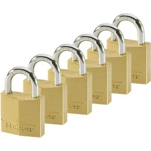 Master-Lock Vorhängeschloss 140EURSIX, 40mm, Schlüsselschloss Set - Vorhängeschlösser mit Schlüssel, Set mit 6 Stück, besonders robust und korrosionsbeständig, ideal für Taschen, Koffer und mehr, Sicherheitslevel 5 für mittlere Werte.