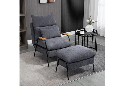 HOMCOM Ohrensessel mit Hocker - Relaxsessel mit Liegefunktion - Relaxsessel & -liegen mit verstellbarer Rückenlehne für optimalen Komfort, ideal zum Entspannen, Lesen oder Schlafen. Inklusive Ottomane für zusätzlichen Komfort.