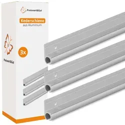 3er Set Aluminium Kederschiene 100 cm für Wohnwagen - Hochwertige Aluminium Kederschienen für Ø7-9 mm Keder. Inkl. 6 Befestigungslöcher und Schrauben. Ideal für Markisen und Vorzelte, langlebig und korrosionsbeständig.