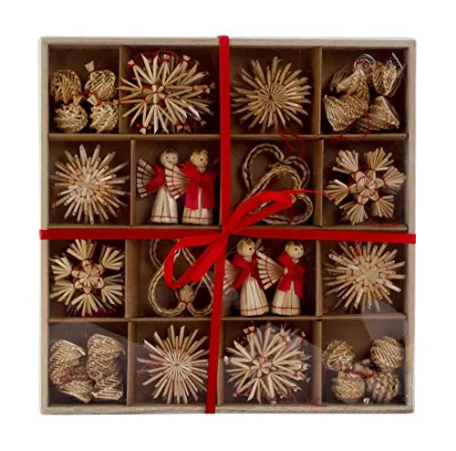 Stück Weihnachtsanhänger Stroh Anhänger Natur Baumschmuck 48