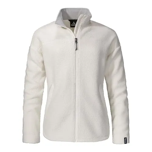Schöffel Damen CIRC Fleece Jk Style Purga WMS, kreislauffähige Fleecejacke aus kuscheligem Sherpa Fleece, wärmende, schnell trocknende Outdoor Jacke mit fast 100% Recyclingfähigkeit
