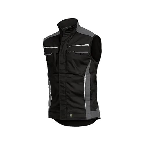 Weste-Flex-Line Grau/Schwarz, Größe S - Arbeits- & Schutzkleidung mit Reflektoren für hohe Sichtbarkeit, verstellbarem Saum und praktischen Taschen, ideal für Sicherheit und Komfort bei der Arbeit.