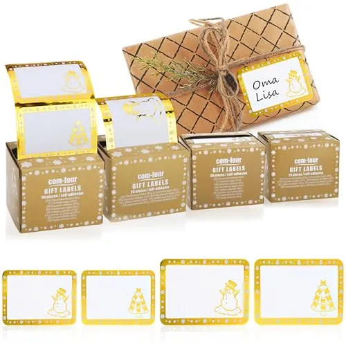 com-four® 120x Aufkleber für Geschenke zu Weihnachten bis 8 cm - Sticker für Geschenkbeschriftung - Geschenketiketten mit weihnachtlichen Motiven - selbstklebend, auf Rolle (0120 - Aufkleber)