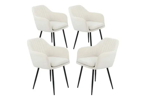 Sesselstuhl Lia - 4er Set Samtvelour Creme - Stühle für Esszimmer, elegantes Design mit bequemer, fest gepolsterter Sitzschale und Armlehnen, max. Belastbarkeit 120kg, ideal für kleine Wohnungen und Großfamilien.