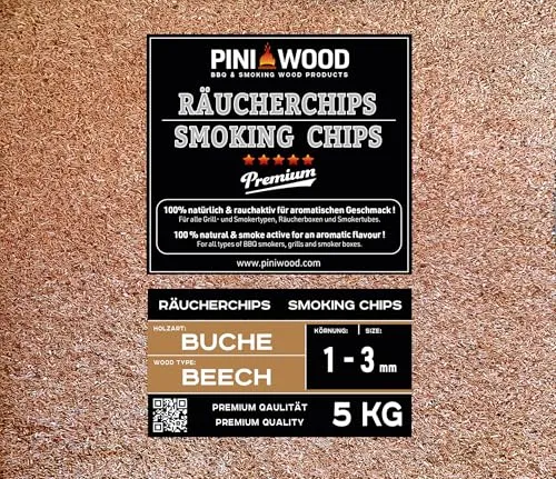 PINI 5 Kg Räucherchips Buche 1-3 mm Smoking Dust Räucherspäne 18 Liter