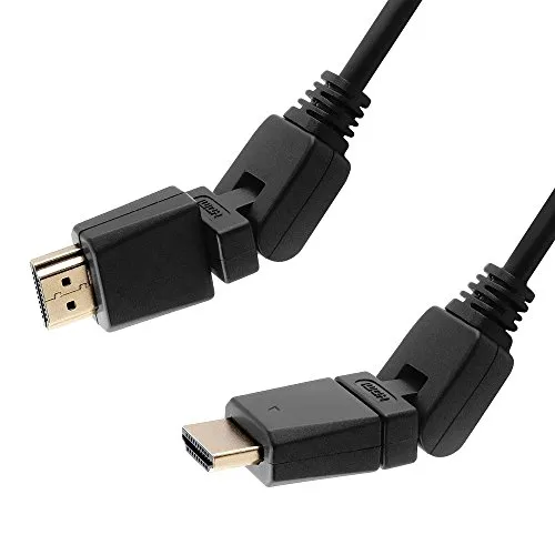 BestPlug HDMI Kabel 2m Universal - doppelter Gelenk-Stecker - flexibel, drehbar, schwenkbar - HDMI Stecker auf HDMI Stecker vergoldet,mit Ethernet & High Speed, für HD, FullHD, UHD, 4K, 3D, Schwarz