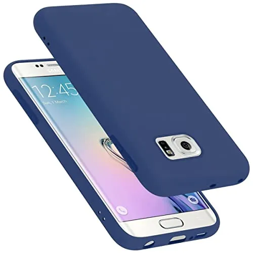 Cadorabo Hülle kompatibel mit Samsung Galaxy S6 Edge Plus Hülle Silikon Handyhülle für Galaxy S6 Edge Plus Case aus flüssigem Silikon- Kratzfeste und stoßfeste dünne TPU Schutzhülle - Liquid BLAU