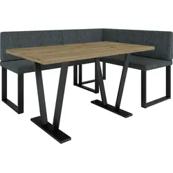 Eckbank AKIKO METAL mit Tisch 196x142 rechts - Eckbankgruppe für Ihrem Esszimmer, Küche modern, Sitzecke, Essecke. Perfekt für Küche, Büro und...