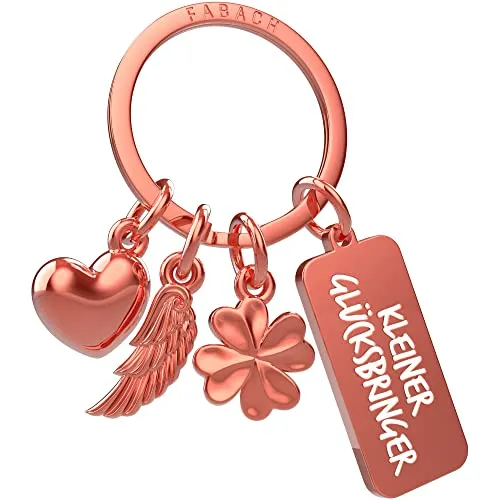 FABACH Schutzengel Schlüsselanhänger 3 Charms mit Gravur in pink von FABACH