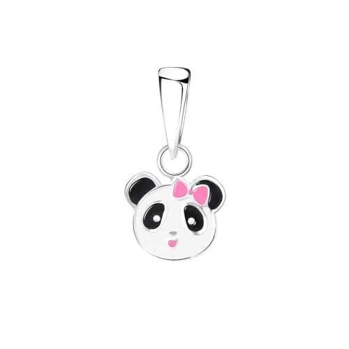 MONKIMAU Kettenanhänger Panda für Kinder - 925 Sterling Silber - silber anhänger - anhänger kette - nickelfrei - hypoallergen - farbig emailliert