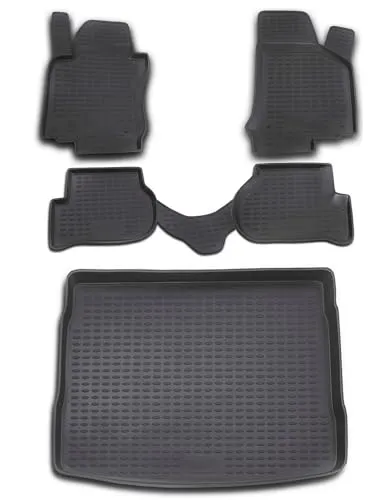 Kofferraumwanne & Fußmatten im Set passend für VW Golf 5 Bj 10/2003-2009 | TPE-Material, erhöhter Rand, wasserdicht, rutschhemmend, pflegeleicht, UV- & witterungsbeständig