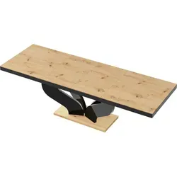 Ausziehbarer Esstisch HEB-222 - Eiche Artisan & Schwarz Hochglanz - Esstisch mit Synchronauszug von 160 bis 256 cm, bietet stilvolles Design und hohe Funktionalität. Ideal für Familienessen und besondere Anlässe.