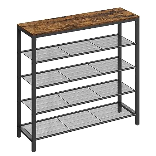 VASAGLE Schuhregal braun-schwarz 100x30x92,5 cm von VASAGLE