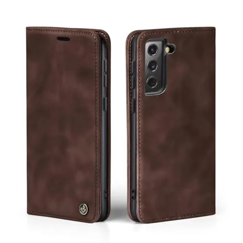 LBH Handyhülle für Samsung Galaxy S24 in Dunkelbraun mit Karten- und Geldfach Smartphone Hülle mit Standfunktion Flip Case Schutzhülle Magnetverschluss Vintage