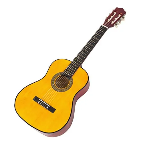 Music Alley 34-Zoll Junior-Akustikgitarre für Kinder - Ideale Kindergitarre: Die 34-Zoll Music Alley mit Nylonsaiten bietet einen warmen Klang und ist perfekt für Anfänger, inklusive Zubehör wie Ersatzsaiten und Griffbrettaufkleber.