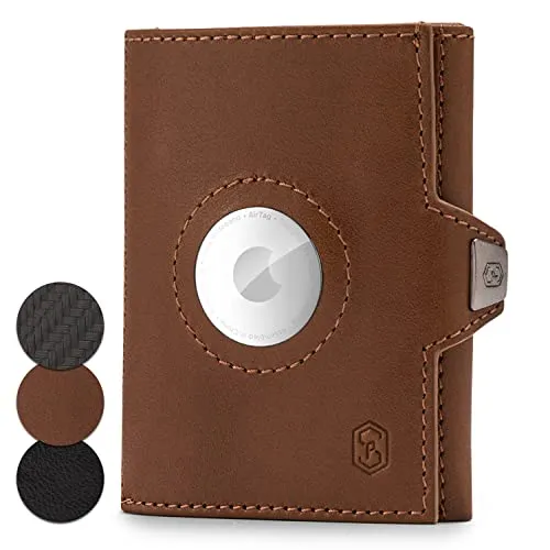 slimpuro Tryo Airtag Wallet - Herren-Geldbörse aus Leder mit RFID-Schutz, ultraflache Bauweise für einfachen Zugriff auf bis zu 6 Karten und Münzfach, ideal für den modernen Mann.