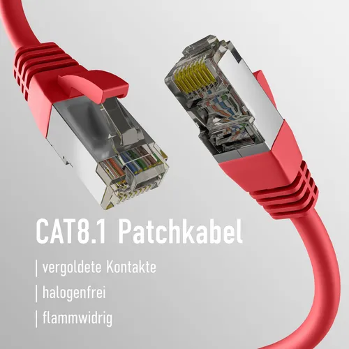 EFB CAT8.1 ROT 3m RJ45 PATCHKABEL S/FTP PIMF