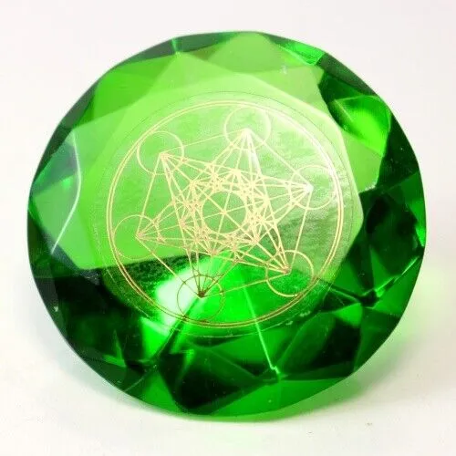 Tachyonen Glas Diamant Metatron grün 45 Energie Heilige Geometrie 4. Chakra