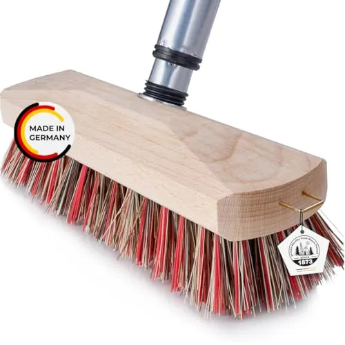 Peggy Perfect Schrubber aus zertifiziertem Buchenholz mit verstärktem Hochwertigen 140cm Teleskopstiel. Superstarker Borstenmix. Wasserfest, hitze- u. säurebeständig. Hohe Abriebfestigkeit.