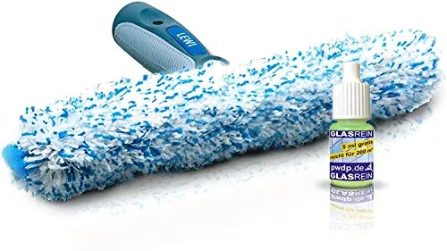 Profi Fenster-Einwascher (15cm) von LEWI | Mikrofaser-Bezug waschbar, ergonomischer Griff, mit Scheuerpad, hohe Wasseraufnahme, Hand-Fensterwischer, Fenster-Einwischer für schnelle Fensterreinigung