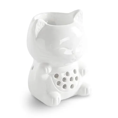 Duftbrenner Céramy Tommy - Multifunktionaler Glücksbringer - Einfache Aromatherapie - Maneki-Neko Katzendeko - Tierfigur - 40 ml - H 12,5 cm - Zen'Arôme