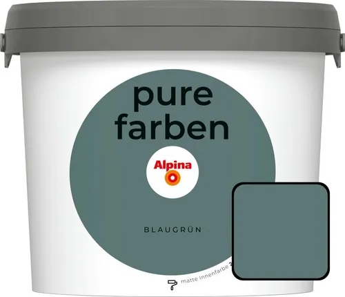 Alpina Pure Farben Blaugrün 2,5 Liter - Hochwertige Innenfarbe für stilvolle Akzente. Hohe Deckkraft, pflegeleicht und einfach zu verarbeiten – ideal für Renovierungsprojekte.