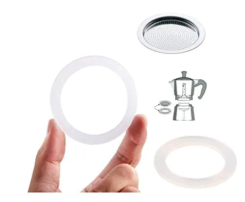 WESTCRAFT – 2 Stück Silikon-Dichtungsring/Gummiring + Sieb/Filter - Ersatz für Espresso-Kocher mit 1 2 3 oder 6 Tassen (Ersatzring (51mm) + Sieb (46mm) für Espressokocher mit 1 Tasse)