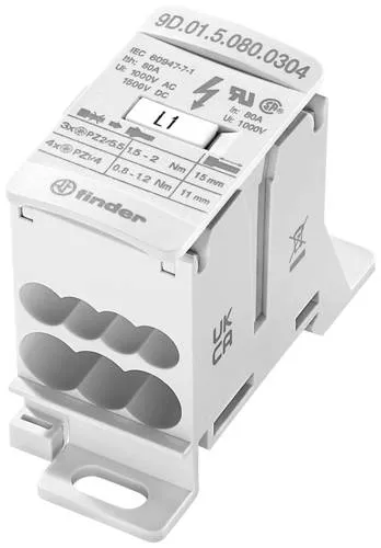 Finder 9D.01.5.080.0304 Anschlussblock, 80A, 1000V AC/1500V DC (9D0150800304)