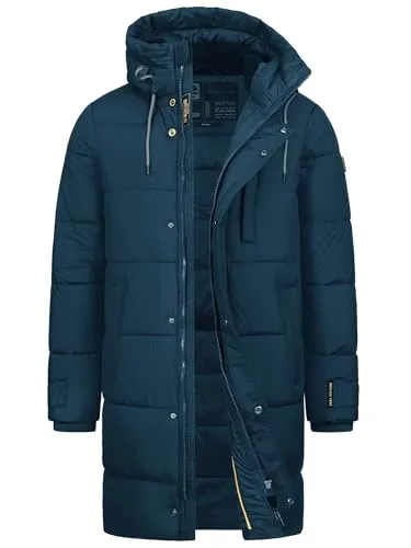 Indicode Herren INStuds Parka mit Kapuze | Mantel Gefütterter Parka für Männer Midnight, M