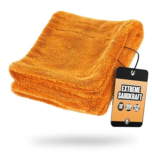 Nuke Guys Gamma Dryer S | Ultra saugstarkes handliches Trockentuch 1400 GSM orange 40x40cm | Fusselfrei, abgerundete sanfte Fasern, kratzerfrei | Premium Mikrofasertuch für Auto Motorrad Fahrrad