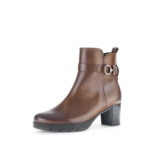 Gabor Comfort Stiefelette Nappaleder - Hochwertige Damenstiefelette aus Nappaleder in Mittelbraun, ideal für breitere Füße. Mit praktischem Reißverschluss und 6 cm Blockabsatz für optimalen Komfort im Alltag.
