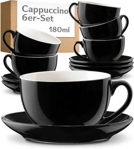 Cosumy 6er Cappuccino Tassen Set in schwarz von Cosumy