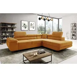 Easy4You Ecksofa Senf AVATAR Kord L-Form – 277x73x203 cm in gelb von easy4you