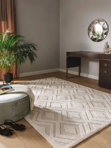 benuta Nest Teppich, Creme, Textil, Abstrakt, Rechteckig, 120x170 cm - Eleganter, wasserabweisender Teppich mit Oeko-Tex® Standard 100 für stilvolle Akzente in Ihrem Zuhause. Ideal für jeden Raum und pflegeleicht!