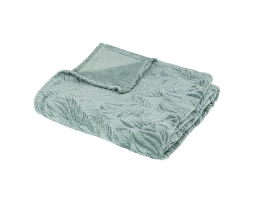 Atmosphera Flanellplaid Roy Blau 180x230 cm - Elegantes Flanellplaid Roy in Blau, 180x230 cm. Die weiche Decke mit stilvollem Blätterdesign sorgt für Gemütlichkeit auf Sofa oder Bett und ist pflegeleicht bei 30°C.