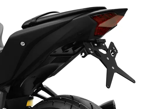 ZIEGER Kennzeichenhalter X-Line für Yamaha YZF-R3 / MT-03 - Robuster Kennzeichenhalter für Yamaha YZF-R3 / MT-03 BJ 2019-21, schwarz pulverbeschichtet, witterungsresistent, mit verstellbarem Neigungswinkel und ohne TÜV-Eintragung erforderlich.